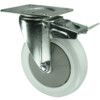 Light Duty/Medium Duty, Castor, 125mm, Braked, Swivel, Top Plate, Nylon, Grey thumbnail-0