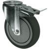 Light Duty/Medium Duty, Castor, 100mm, Braked, Swivel, Bolt Hole, Thermoplastic, Grey thumbnail-0