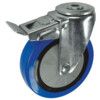 Light Duty/Medium Duty, Castor, 125mm, Braked, Swivel, Bolt Hole, Rubber, Blue thumbnail-0