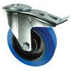 Medium Duty, Castor, 200mm, Braked, Swivel, Top Plate, Rubber, Blue thumbnail-0