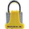 Keyed Padlock, Keyed Different, Steel, Yellow, 40mm Width, Weatherproof thumbnail-0