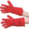 General Handling Gauntlet, Red, Leather Coating, Fleece Liner, Size 10 thumbnail-1