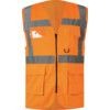 Hi-Vis Vest, Orange, Medium, Zipper Closure, Polyester thumbnail-0