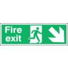 Fire Exit Arrow Down Rigid PVC Sign 450mm x 150mm thumbnail-0