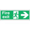 Fire Exit Arrow Right Vinyl Sign 450mm x 150mm thumbnail-0