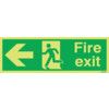 Fire Exit Arrow Left Photoluminescent Vinyl Sign 450mm x 150mm thumbnail-0