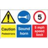 Pedestrians Rigid PVC Caution Sign 500mm x 300mm thumbnail-0