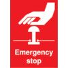 Emergency Stop Vinyl Sign 75mm x 100mm thumbnail-0