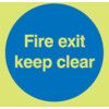 Fire Exit Keep Clear Vinyl Photoluminescent Sign 150mm x 150mm thumbnail-0