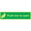 Fire Exit Push to Open Photoluminescent Vinyl Sign 600mm x 75mm thumbnail-0