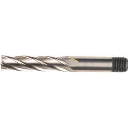 E431T, End Mill, Long, Threaded Shank, 16mm, Cobalt High Speed Steel, Bright