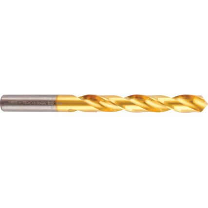 Jobber Drill, 13mm, Normal Helix, High Speed Steel, TiN