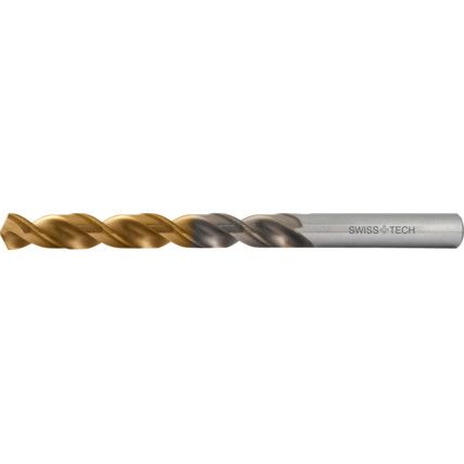 Jobber Drill, 8mm, High Helix, Cobalt High Speed Steel, TiN-Tipped