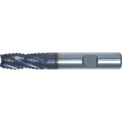 17, Roughing End Mill, 16mm, Weldon Flat Shank, 4fl, Cobalt High Speed Steel, TiAlN, M42