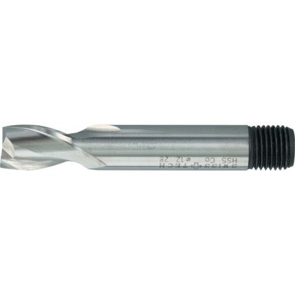 Short Slot Drill, 9mm, 2fl, Threaded Shank, Cobalt High Speed Steel, Uncoated