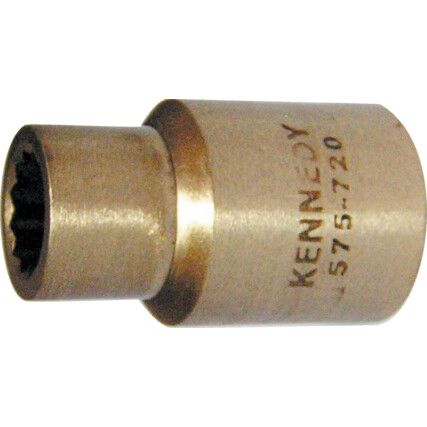 1/2in. Drive,  Non-Sparking Socket, 12mm,  Metric