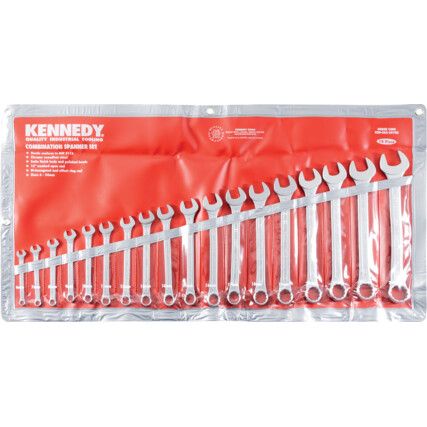 Metric, Combination Spanner Set, 6 - 24mm, Set of 18, Chrome Vanadium Steel