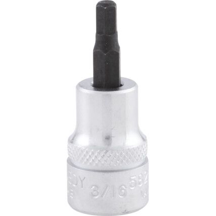 3/8in. Drive,  Hexagon Bit Socket, 3/16in. A/F,  Imperial