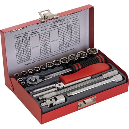 1/4in. Socket Set, Metric, Set of 19