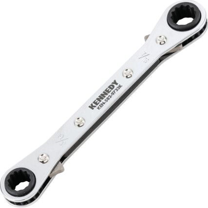 Double End, Ratchet Ring Spanner, 3/8in. x 7/16in., Imperial