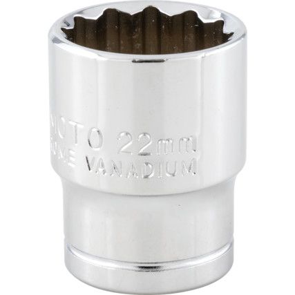 1/2in. Drive,  Bi-Hexagon Socket, 22mm,  Metric,  12 Point