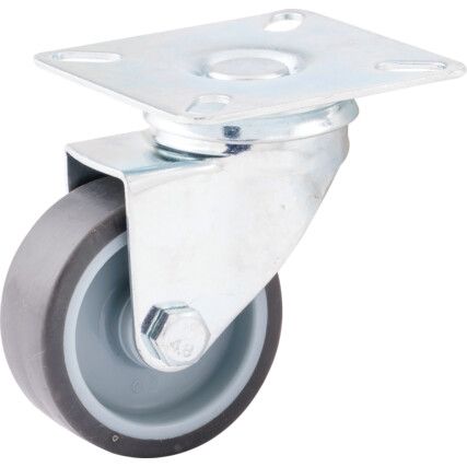 Light Duty, Castor, 50mm, Unbraked, Swivel, Top Plate, Rubber, Grey