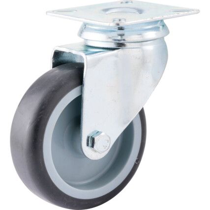 Light Duty, Castor, 75mm, Unbraked, Swivel, Top Plate, Rubber, Grey