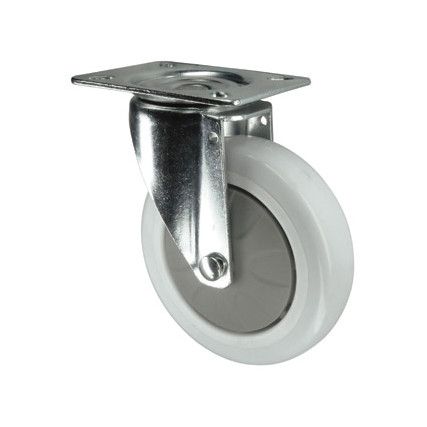 Light Duty/Medium Duty, Castor, 100mm, Unbraked, Swivel, Top Plate, Nylon, Grey