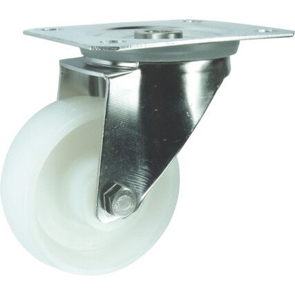 Castor, 150mm, Unbraked, Swivel, Top Plate, Nylon, White