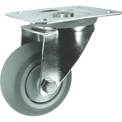 Castor, 125mm, Unbraked, Swivel, Top Plate, Rubber, Grey