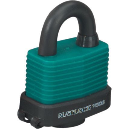 Keyed Padlock, Keyed Different, Steel, Green, 54mm Width, Weatherproof