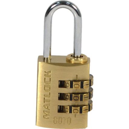 Combination Padlock, Brass, Bronze, 20mm Width, Weatherproof