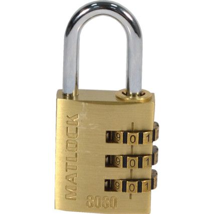 Combination Padlock, Brass, Bronze, 30mm Width, Weatherproof