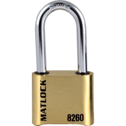 Combination Padlock, Hardened Steel, Brass, 51mm Width, Weatherproof