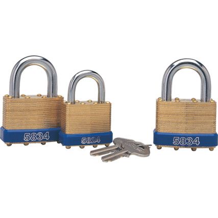 Keyed Padlock, Keyed Different, Brass, Bronze, 50mm Width, Weatherproof