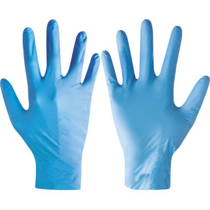 Disposable Gloves, Blue, Nitrile, 5g Thickness, Powder Free, Size M, Pack of 100