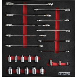 23 Piece Ratchet Combination Spanner Set with Go-Thru™Sockets in Tool Control 2/3 Width Foam Inlay.
 thumbnail-4