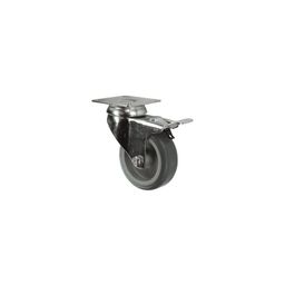 Light Duty Pressed Steel Castors, Rubber Non-Marking Tyred Wheel, Nylon Centre, Plain Bearing thumbnail-1