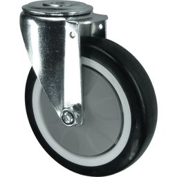 Light to Medium Duty Pressed Steel Castors - Polyurethane Tyred Wheel with Nylon Centre - Ball Journal Bearing thumbnail-1