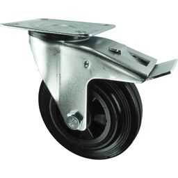 Medium Duty Pressed Steel Castors - Rubber Tyred Wheel with Polypropylene Centre - Roller Bearing thumbnail-0