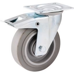 Medium Duty Pressed Steel Castors, Grey Rubber Tyres with Nylon Wheels thumbnail-2