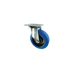 Medium Duty Swivel Plate Pressed Steel Castors, Blue Rubber Wheels thumbnail-0