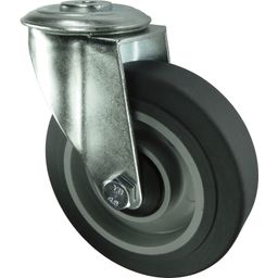 Swivel Bolt Hole Grey Rubber Tyred Castors thumbnail-0