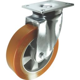 Heavy Duty Pressed Steel Castors - Polyurethane Tyred Wheel with Aluminium Centre - Ball Journal Bearing thumbnail-2