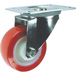 Stainless Steel Castors - Polyurethane Tyred Wheel with Nylon Centre - Plain Bore - Roller Bearing thumbnail-4